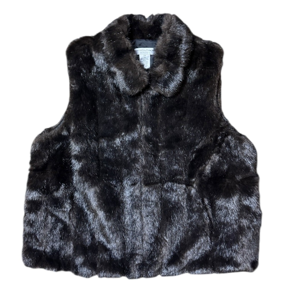 Draper's & Damon's Women Brown Faux Fur Vest Sz Petite Medium‎